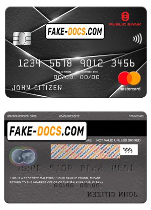 Malaysia Public bank mastercard, fully editable template in PSD format