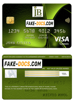 Liberia IB International bank visa classic card, fully editable template in PSD format