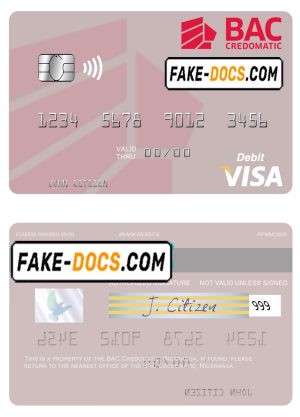 Nicaragua BAC Credomatic visa debit card template in PSD format Nicaragua BAC Credomatic visa debit card template in PSD format