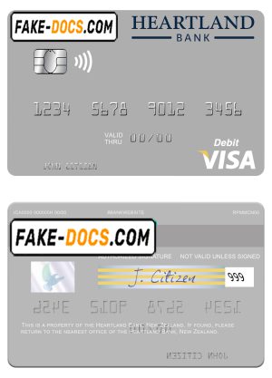 New Zealand Heartland Bank visa debit card template in PSD format New Zealand Heartland Bank visa debit card template in PSD format