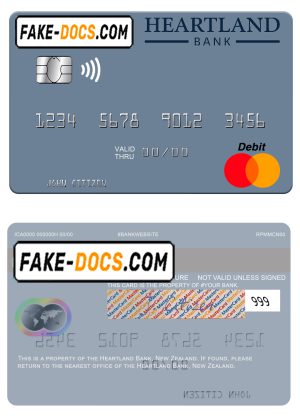 New Zealand Heartland Bank mastercard credit card template in PSD format New Zealand Heartland Bank mastercard credit card template in PSD format