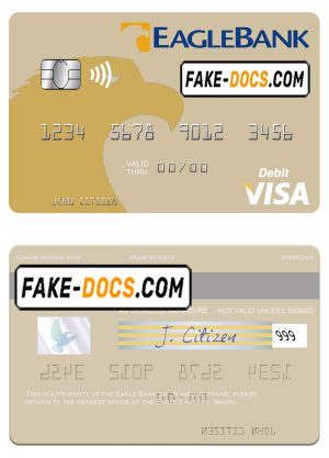 Nauru Eagle Bank Inc visa debit card, fully editable template in PSD format Nauru Eagle Bank Inc visa debit card, fully editable template in PSD format