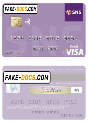Netherlands SNS Bank visa debit card template in PSD format Netherlands SNS Bank visa debit card template in PSD format