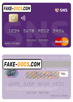 Netherlands SNS Bank mastercard credit card template in PSD format Netherlands SNS Bank mastercard credit card template in PSD format