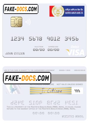 Nepal Rastriya Banijya Bank (RBB) visa debit card, fully editable template in PSD format Nepal Rastriya Banijya Bank (RBB) visa debit card, fully editable template in PSD format
