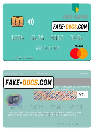 Netherlands ABN AMRO Bank mastercard credit card template in PSD format Netherlands ABN AMRO Bank mastercard credit card template in PSD format
