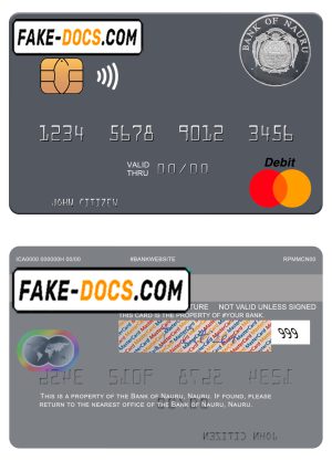 Nauru Bank of Nauru mastercard, fully editable template in PSD format Nauru Bank of Nauru mastercard, fully editable template in PSD format