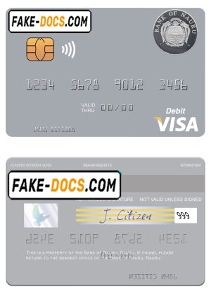 Nauru Bank of Nauru visa debit card, fully editable template in PSD format Nauru Bank of Nauru visa debit card, fully editable template in PSD format