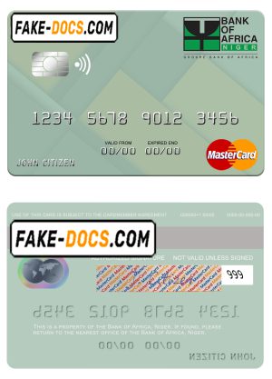 Niger Bank of Africa mastercard, fully editable template in PSD format Niger Bank of Africa mastercard, fully editable template in PSD format