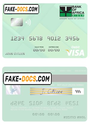 Niger Bank of Africa visa debit card, fully editable template in PSD format Niger Bank of Africa visa debit card, fully editable template in PSD format