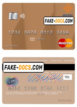 Nigeria Access Bank Plc mastercard, fully editable template in PSD format Nigeria Access Bank Plc mastercard, fully editable template in PSD format