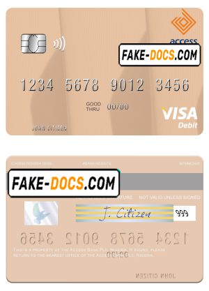 Nigeria Access Bank Plc visa debit card, fully editable template in PSD format Nigeria Access Bank Plc visa debit card, fully editable template in PSD format