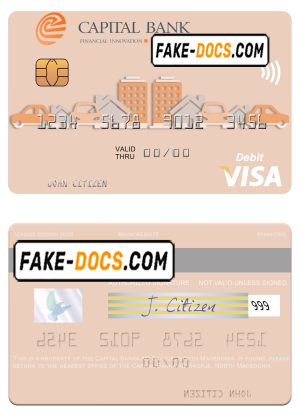 North Macedonia Capital Banka AD Skopje visa debit card, fully editable template in PSD format North Macedonia Capital Banka AD Skopje visa debit card, fully editable template in PSD format