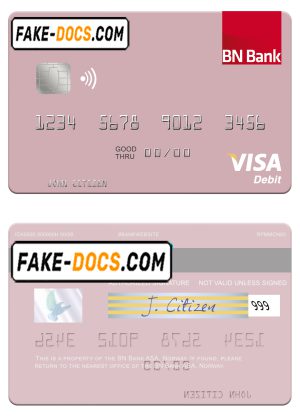 Norway BN Bank ASA visa debit card, fully editable template in PSD format Norway BN Bank ASA visa debit card, fully editable template in PSD format