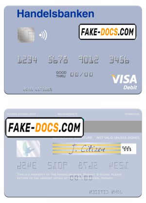 Norway Handelsbanken visa debit card, fully editable template in PSD format Norway Handelsbanken visa debit card, fully editable template in PSD format