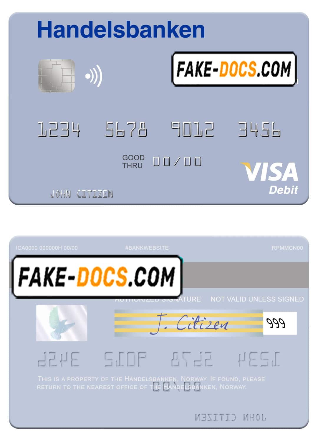 Norway Handelsbanken visa debit card, fully editable template in PSD format Norway Handelsbanken visa debit card, fully editable template in PSD format