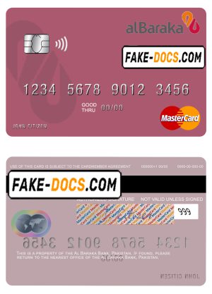 Pakistan Al Baraka Bank mastercard, fully editable template in PSD format Pakistan Al Baraka Bank mastercard, fully editable template in PSD format
