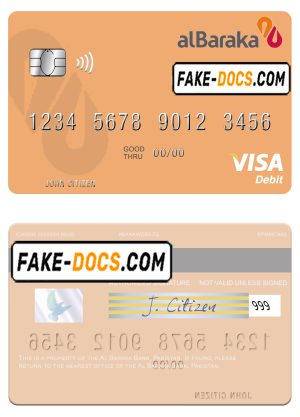 Pakistan Al Baraka Bank visa debit card, fully editable template in PSD format Pakistan Al Baraka Bank visa debit card, fully editable template in PSD format