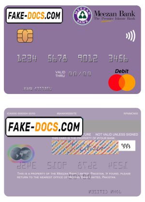 Pakistan Meezan Bank Limited mastercard, fully editable template in PSD format Pakistan Meezan Bank Limited mastercard, fully editable template in PSD format