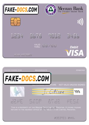 Pakistan Meezan Bank Limited visa debit card, fully editable template in PSD format Pakistan Meezan Bank Limited visa debit card, fully editable template in PSD format