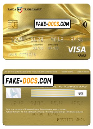 Romania Banca Transilvania bank visa gold card, fully editable template in PSD format Romania Banca Transilvania bank visa gold card, fully editable template in PSD format