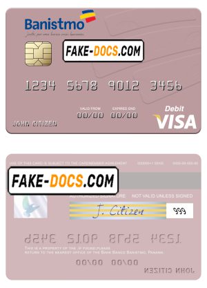 Panama Banco Banistmo visa debit card, fully editable template in PSD format Panama Banco Banistmo visa debit card, fully editable template in PSD format