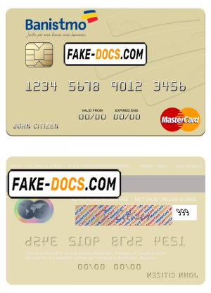 Panama Banco Banistmo mastercard, fully editable template in PSD format Panama Banco Banistmo mastercard, fully editable template in PSD format