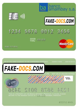 Paraguay Banco Amambay mastercard credit card template in PSD format Paraguay Banco Amambay mastercard credit card template in PSD format