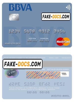Paraguay Banco BBVA mastercard credit card template in PSD format Paraguay Banco BBVA mastercard credit card template in PSD format
