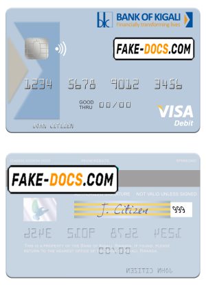 Rwanda Bank of Kigali visa debit card template in PSD format