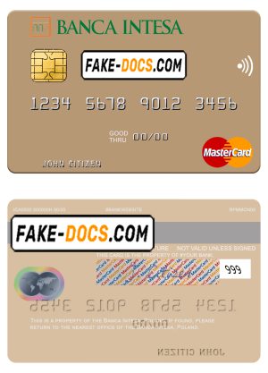 Poland Banca Intesa mastercard, fully editable template in PSD format Poland Banca Intesa mastercard, fully editable template in PSD format