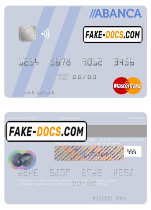 Portugal Abanca mastercard, fully editable template in PSD format