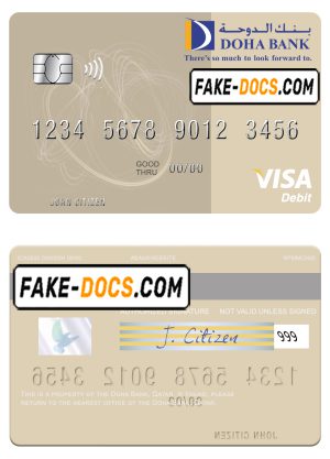 Qatar Doha Bank visa debit card, fully editable template in PSD format Qatar Doha Bank visa debit card, fully editable template in PSD format