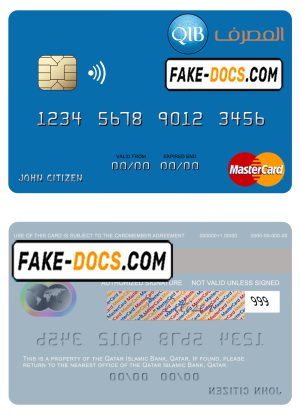 Qatar Islamic Bank mastercard, fully editable template in PSD format Qatar Islamic Bank mastercard, fully editable template in PSD format