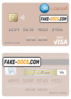 Qatar Islamic Bank visa debit card, fully editable template in PSD format Qatar Islamic Bank visa debit card, fully editable template in PSD format