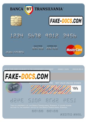 Romania Banca Transilvania mastercard, fully editable template in PSD format Romania Banca Transilvania mastercard, fully editable template in PSD format