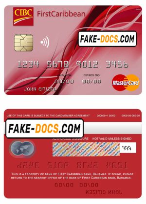 Bahamas First Caribbean bank mastercard credit card template in PSD format, fully editable