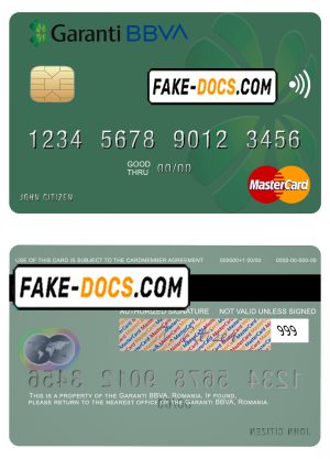 Romania Garanti BBVA mastercard, fully editable template in PSD format Romania Garanti BBVA mastercard, fully editable template in PSD format