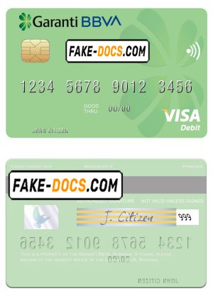 Romania Garanti BBVA visa debit card, fully editable template in PSD format Romania Garanti BBVA visa debit card, fully editable template in PSD format