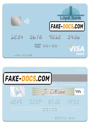 Saint Lucia Loyal Bank Limited visa debit card template in PSD format