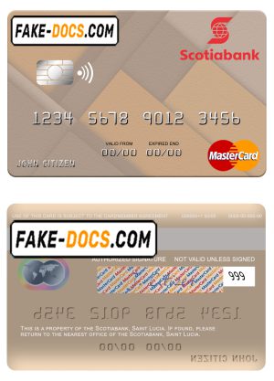 Saint Lucia Scotiabank mastercard credit card template in PSD format