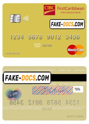 Saint Vincent and the Grenadines FirstCaribbean International Bank mastercard credit card template in PSD format