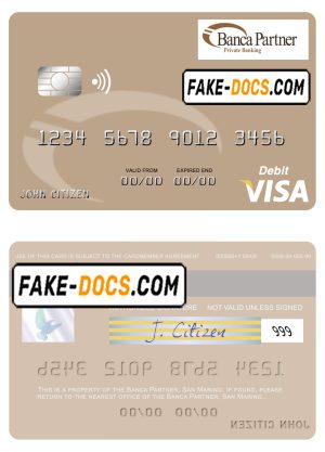 San Marino Banca Partner visa debit card template in PSD format San Marino Banca Partner visa debit card template in PSD format