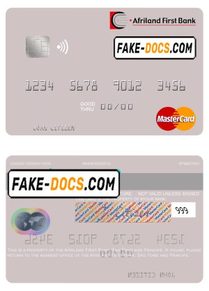 Sao Tome and Principe Afriland First Bank mastercard template in PSD format Sao Tome and Principe Afriland First Bank mastercard template in PSD format