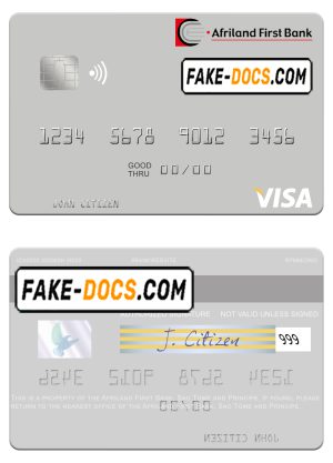 Sao Tome and Principe Afriland First Bank visa debit card template in PSD format Sao Tome and Principe Afriland First Bank visa debit card template in PSD format