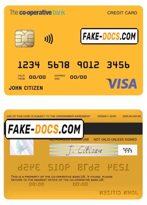 United Kingdom The Co-operative bank visa credit card template in PSD format, fully editable United Kingdom The Co-operative bank visa credit card template in PSD format, fully editable