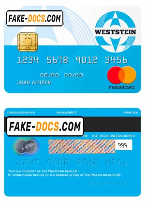 United Kingdom WestStein bank visa credit card template in PSD format United Kingdom WestStein bank visa credit card template in PSD format