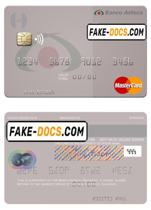 Salvador Banco Azteca mastercard credit card template in PSD format