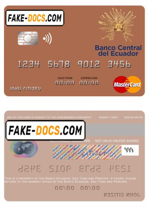 Sao Tome and Principe Banco Ecuador mastercard template in PSD format Sao Tome and Principe Banco Ecuador mastercard template in PSD format