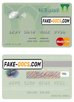 Saudi Arabia The National Commercial Bank mastercard template in PSD format Saudi Arabia The National Commercial Bank mastercard template in PSD format